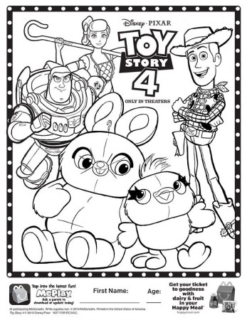 McDonalds Happy Meal Coloring Page Sheet – Toy Story 4 ...