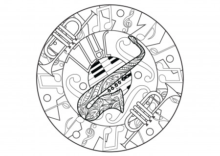 Saxophone - Coloring Pages for Adults