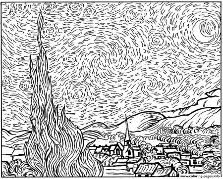 Van Gogh Starry Night coloring page