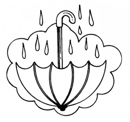 Umbrella Under Rain Coloring For Kids - Kids Colouring Pages