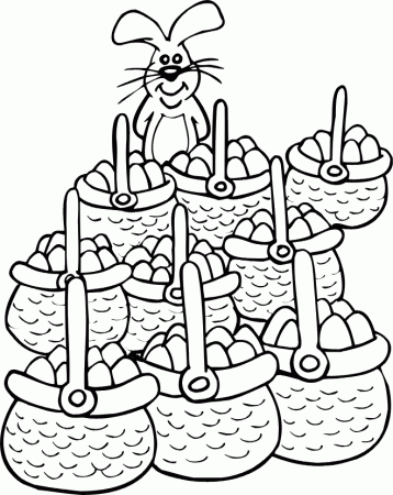 Easter Bunny Coloring Page | A Bunny With Lots Of Baskets