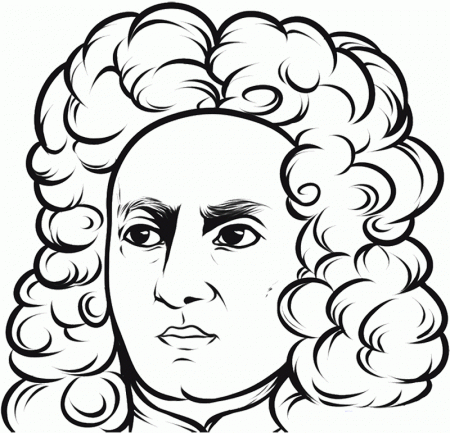 Figure Coloring Pages : Isaac Newton Face Coloring Page Kids 