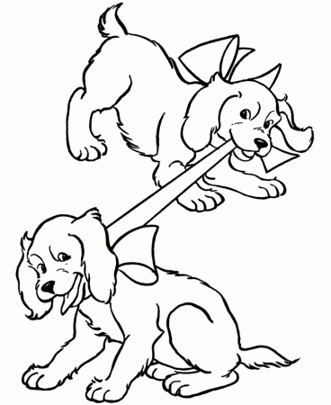 Twin Dogs Coloring Page Free | Kids Coloring Page
