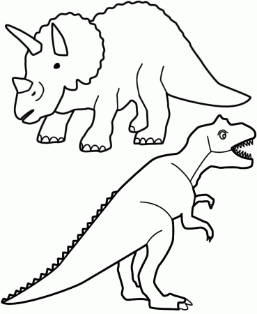 Triceratops and T-Rex - Coloring Page (