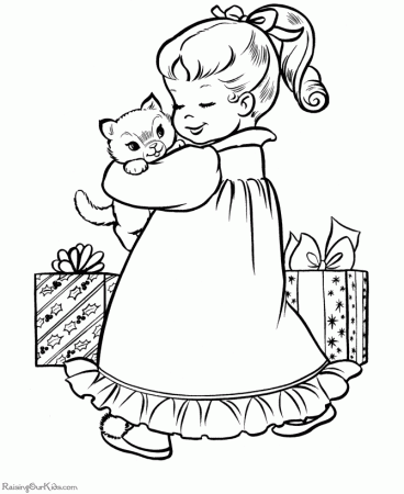 printable christmas coloring pages kitten