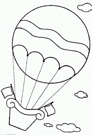 Hot Air Balloon With Flags Coloring Page Coloringplus 212227 Hot 