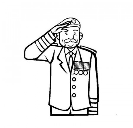 A Veteran Giving Salute On Veterans Day Coloring Page - Kids 