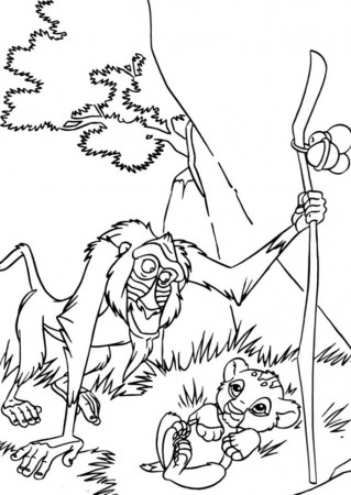 Rafiki And Simba Lion King Coloring Page - Disney Coloring Pages 