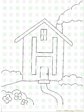 Coloring Pages R Case Letter H Coloring Page (Architecture 
