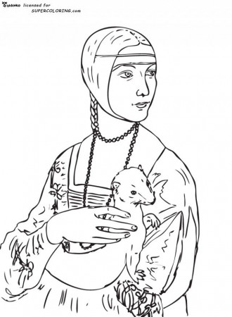 Lady With An Ermine By Leonardo Da Vinci Coloring Online Super 