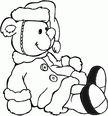 Printable Christmas Coloring Page: Teddy Bear