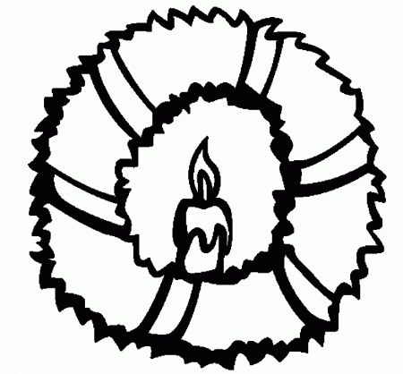 Download Christmas Wreath And A Candle Inside Coloring Pages Or 
