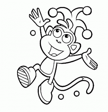 Friends Dora Boots Very Happy Coloring Page - Kids Colouring Pages