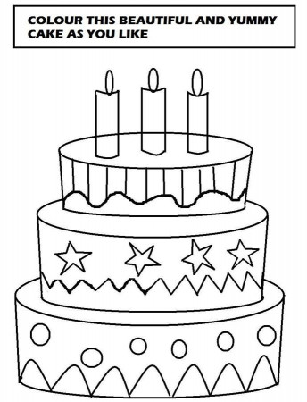 Beautiful cake coloring printable page for kids | HelloColoring 