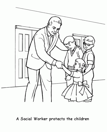 BlueBonkers - Labor Day Coloring Page Sheets - Social Worker is a 