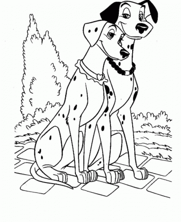 Cute Dalmatian Couple Free Coloring Page | Kids Coloring Page
