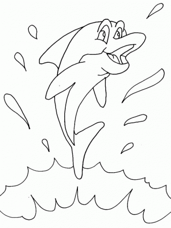 Cute Dolphins Swim In The Sea Coloring Pages