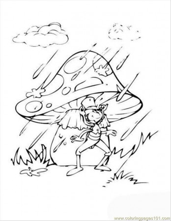 Coloring Pages Cricket Tophat Rain Mushroom (Animals > Insects 