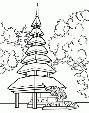 japanese landscapes Colouring Pages
