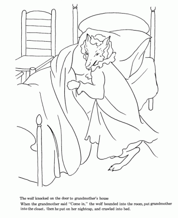 Little Red Riding Hood fairy tale story coloring pages | The wolf 