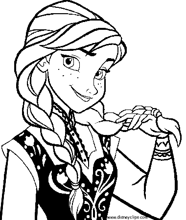 Frozen Anna Colouring Pages Template - Kids Colouring Pages