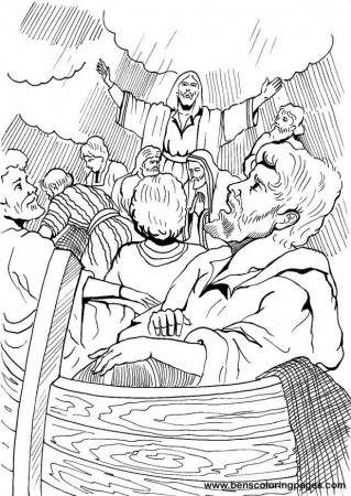 Jesus in the storm coloring page.