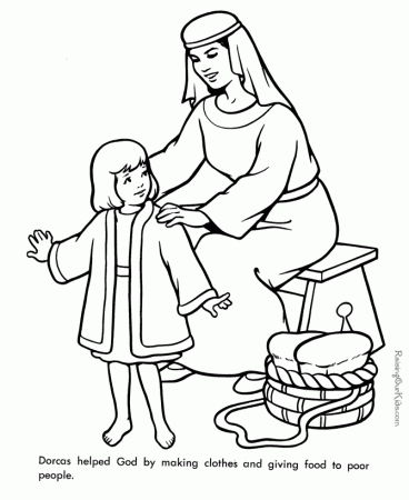 Dorcas - Bible page to print and color | Coloring Pages