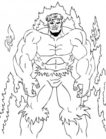 THE INCREDIBLE HULK coloring pages - Hulk in the fire