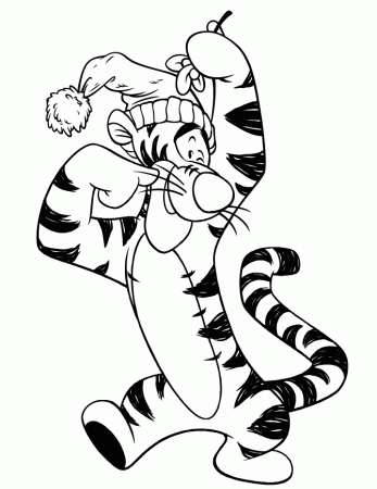Cool Tigger Dancing In Hat Coloring Page | HM Coloring Pages