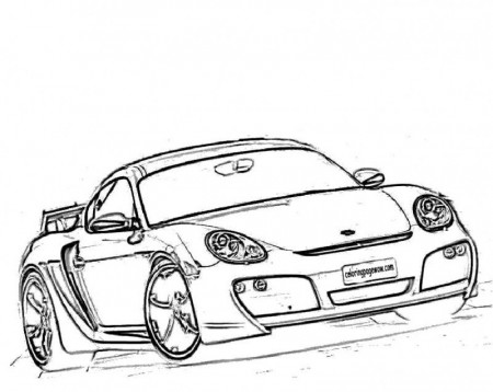 Racing Car Porsche Cayman Coloring Page - Kids Colouring Pages