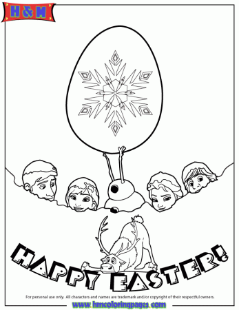 Frozen Characters Happy Easter Coloring Page | Free Printable 