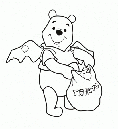 Pooh Bear in a Halloween Costume Coloring Page