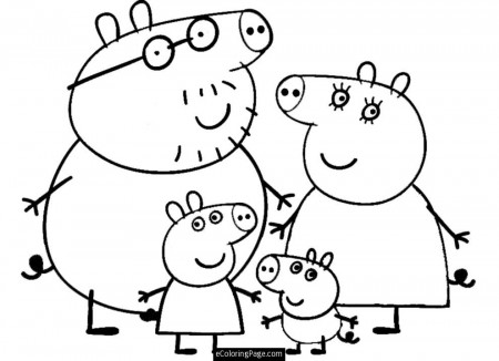 Peppa pig and family Colouring Pages