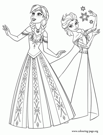elsa-and-anna-as-kids-coloring-812 | Free coloring pages for kids