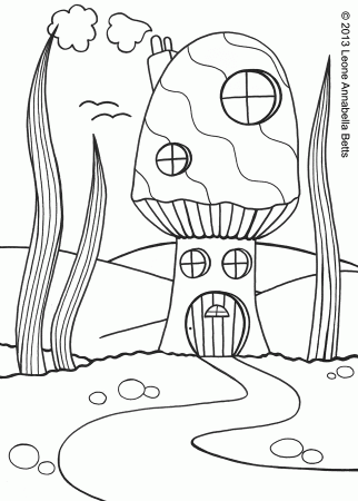 Free Printable Colouring: Toadstool House - Leone Annabella Betts