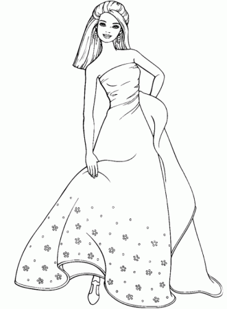 Barbie in dress coloring page - Princess Coloring Pages on 