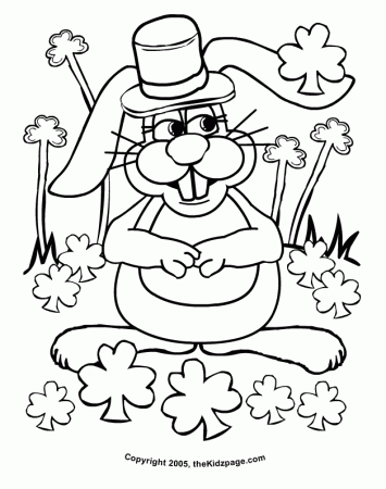 St. Patrick's Day Bunny 2 - Free Coloring Pages for Kids 