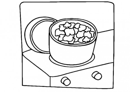 Coloring page cooking popcorn - img 10969.