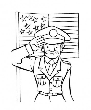 An Old Veteran Giving Salute On Veterans Day Coloring Page - Kids 