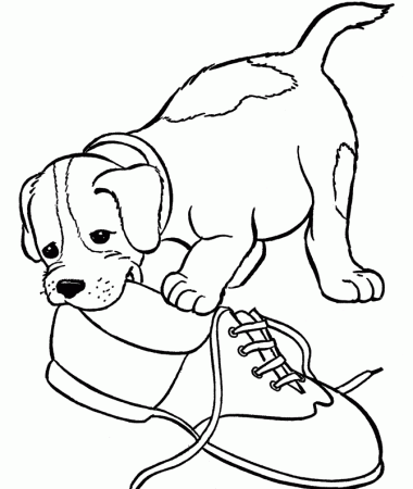 Puppies Who Are The Flower Stalks Bite Coloring Page - Puppies 