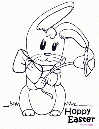Barby Ink - Free Easter Coloring Page - Happy Easter Bunny Rabbit