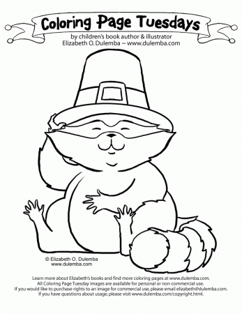 dulemba: Coloring Page Tuesday - Thanksgiving Raccoon!