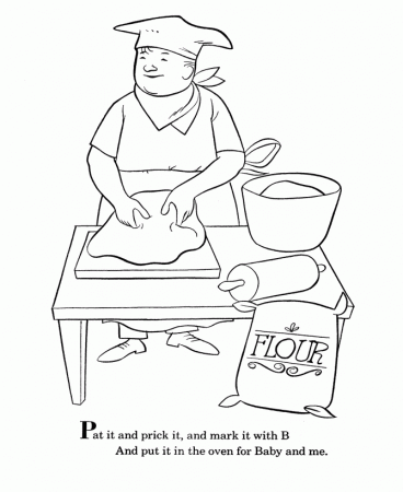 BlueBonkers - Nursery Rhymes Coloring Page Sheets - Pat a Cake 2 
