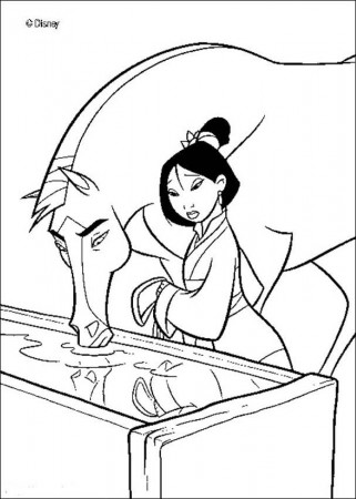 Mulan coloring pages - Fa Mulan and her horse Khan