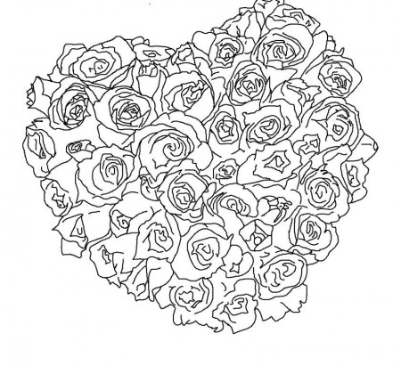 Download Heart Of Roses Valentine Coloring Pages Or Print Heart Of 