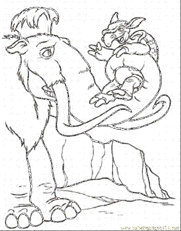 Coloring Pages Manfred With Little Dinosaur (Cartoons > Ice Age 