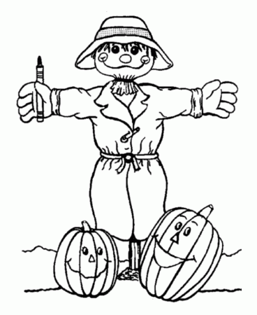 BlueBonkers: Fun Printable Halloween Coloring Page - Scarecrow and 