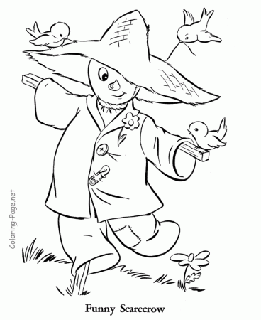 Fall coloring page - Autumn scarecrow | thanksgiving
