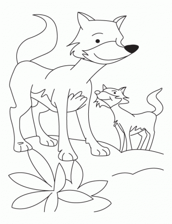 Fox with cub coloring pages | Download Free Fox with cub coloring 