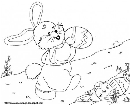 Bunny with Easter eggs-printable coloring page